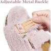 imageParlovable Womens Slippers Fluffy Open Toe Fur House Shoes Arch Support Adjustable Straps Cork Slide Sandals Fuzzy Bedroom Non Slip Rubber Sole BreathablePink