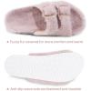 imageParlovable Womens Slippers Fluffy Open Toe Fur House Shoes Arch Support Adjustable Straps Cork Slide Sandals Fuzzy Bedroom Non Slip Rubber Sole BreathablePink
