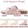 imageParlovable Womens Slippers Fluffy Open Toe Fur House Shoes Arch Support Adjustable Straps Cork Slide Sandals Fuzzy Bedroom Non Slip Rubber Sole BreathablePink