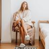 imageULTRAIDEAS Womens Lambhug Comfy Fleece House Slippers Memory Foam Slipon House Shoes Indoor OutdoorGrey