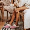 imageULTRAIDEAS Womens Lambhug Comfy Fleece House Slippers Memory Foam Slipon House Shoes Indoor OutdoorPink
