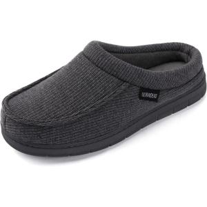 imageULTRAIDEAS Mens Nealon Moccasin Clog Slipper Slip on IndoorOutdoor House ShoesKnit Grey