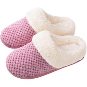 imageULTRAIDEAS Womens Lambhug Comfy Fleece House Slippers Memory Foam Slipon House Shoes Indoor OutdoorPink