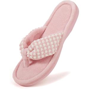 imageULTRAIDEAS Womens Popcorn Flip Flop House Slipper with Memory FoamWhite Pink