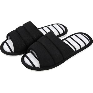 imageshevalues Open Toe House Slippers for Women Men Soft Cotton Indoor Shoes Memory Foam Slip On bedroom SlippersBlack