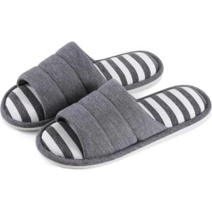 imageshevalues Open Toe House Slippers for Women Men Soft Cotton Indoor Shoes Memory Foam Slip On bedroom SlippersCharcoal Grey