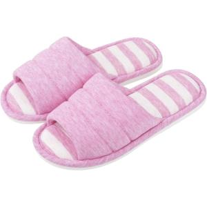 imageshevalues Open Toe House Slippers for Women Men Soft Cotton Indoor Shoes Memory Foam Slip On bedroom SlippersDark Pink