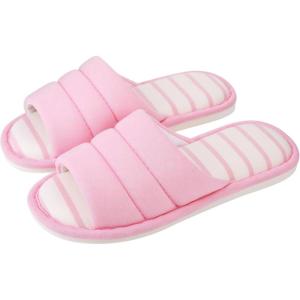 imageshevalues Open Toe House Slippers for Women Men Soft Cotton Indoor Shoes Memory Foam Slip On bedroom SlippersPink