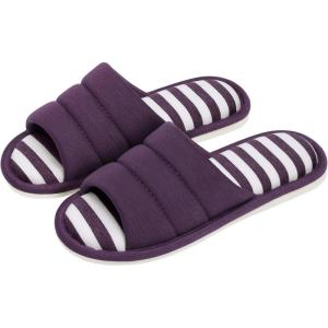 imageshevalues Open Toe House Slippers for Women Men Soft Cotton Indoor Shoes Memory Foam Slip On bedroom SlippersPurple