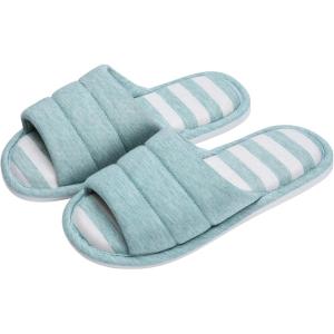 imageshevalues Open Toe House Slippers for Women Men Soft Cotton Indoor Shoes Memory Foam Slip On bedroom SlippersTeal