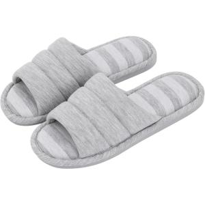 imageshevalues Open Toe House Slippers for Women Men Soft Cotton Indoor Shoes Memory Foam Slip On bedroom SlippersUpdate Grey