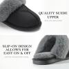 imageParlovable Womens Fuzzy Slippers Memory Foam Suede House Slippers Faux Fur Indoor Outdoor ShoesBlack