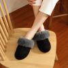 imageParlovable Womens Fuzzy Slippers Memory Foam Suede House Slippers Faux Fur Indoor Outdoor ShoesBlack
