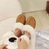 imageParlovable Womens Fuzzy Slippers Memory Foam Suede House Slippers Faux Fur Indoor Outdoor ShoesChestnut