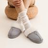 imageParlovable Womens Fuzzy Slippers Memory Foam Suede House Slippers Faux Fur Indoor Outdoor ShoesGrey