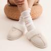 imageParlovable Womens Fuzzy Slippers Memory Foam Suede House Slippers Faux Fur Indoor Outdoor ShoesWhite