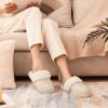 imageParlovable Womens Fuzzy Slippers Memory Foam Suede House Slippers Faux Fur Indoor Outdoor ShoesWhite