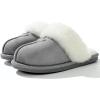imageParlovable Womens Fuzzy Slippers Memory Foam Suede House Slippers Faux Fur Indoor Outdoor ShoesGrey