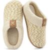 imageULTRAIDEAS Womens Indoor Bedroom Slipper with Memory Foam Gift for Women WoolLike House Shoe with AntiSkid Rubber Sole for LadiesBeige
