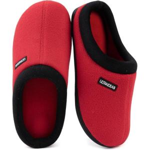 imageULTRAIDEAS Womens Cozy FleeceLined Memory Foam Slippers with AntiSlip Rubber Sole for IndoorOutdoorFiery Red