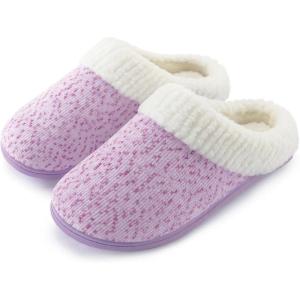 imageULTRAIDEAS Womens Indoor Bedroom Slipper with Memory Foam Gift for Women WoolLike House Shoe with AntiSkid Rubber Sole for LadiesLavender
