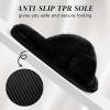imageParlovable Womens Fuzzy Slippers Comfy Cross Band House Shoes Memory Foam Open Toe Indoor Gifts for LadiesBlack