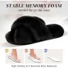 imageParlovable Womens Fuzzy Slippers Comfy Cross Band House Shoes Memory Foam Open Toe Indoor Gifts for LadiesBlack