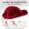 imageParlovable Womens Fuzzy Slippers Comfy Cross Band House Shoes Memory Foam Open Toe Indoor Gifts for LadiesBurgundy