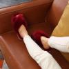 imageParlovable Womens Fuzzy Slippers Comfy Cross Band House Shoes Memory Foam Open Toe Indoor Gifts for LadiesBurgundy