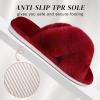 imageParlovable Womens Fuzzy Slippers Comfy Cross Band House Shoes Memory Foam Open Toe Indoor Gifts for LadiesBurgundy