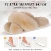 imageParlovable Womens Fuzzy Slippers Comfy Cross Band House Shoes Memory Foam Open Toe Indoor Gifts for LadiesCamel