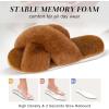 imageParlovable Womens Fuzzy Slippers Comfy Cross Band House Shoes Memory Foam Open Toe Indoor Gifts for LadiesCaramel