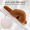 imageParlovable Womens Fuzzy Slippers Comfy Cross Band House Shoes Memory Foam Open Toe Indoor Gifts for LadiesCaramel