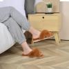 imageParlovable Womens Fuzzy Slippers Comfy Cross Band House Shoes Memory Foam Open Toe Indoor Gifts for LadiesCaramel