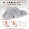 imageParlovable Womens Fuzzy Slippers Comfy Cross Band House Shoes Memory Foam Open Toe Indoor Gifts for LadiesGrey