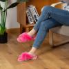 imageParlovable Womens Fuzzy Slippers Comfy Cross Band House Shoes Memory Foam Open Toe Indoor Gifts for LadiesHot Pink