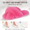 imageParlovable Womens Fuzzy Slippers Comfy Cross Band House Shoes Memory Foam Open Toe Indoor Gifts for LadiesHot Pink