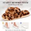 imageParlovable Womens Fuzzy Slippers Comfy Cross Band House Shoes Memory Foam Open Toe Indoor Gifts for LadiesLeopard