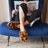 imageParlovable Womens Fuzzy Slippers Comfy Cross Band House Shoes Memory Foam Open Toe Indoor Gifts for LadiesLeopard