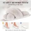 imageParlovable Womens Fuzzy Slippers Comfy Cross Band House Shoes Memory Foam Open Toe Indoor Gifts for LadiesLight Grey