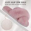 imageParlovable Womens Fuzzy Slippers Comfy Cross Band House Shoes Memory Foam Open Toe Indoor Gifts for LadiesLight Pink