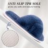 imageParlovable Womens Fuzzy Slippers Comfy Cross Band House Shoes Memory Foam Open Toe Indoor Gifts for LadiesNavy