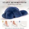 imageParlovable Womens Fuzzy Slippers Comfy Cross Band House Shoes Memory Foam Open Toe Indoor Gifts for LadiesNavy