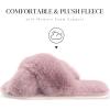 imageParlovable Womens Fuzzy Slippers Comfy Cross Band House Shoes Memory Foam Open Toe Indoor Gifts for LadiesPurple