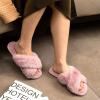 imageParlovable Womens Fuzzy Slippers Comfy Cross Band House Shoes Memory Foam Open Toe Indoor Gifts for LadiesPurple