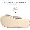 imageParlovable Womens Fuzzy Slippers Comfy Cross Band House Shoes Memory Foam Open Toe Indoor Gifts for LadiesTip Camel