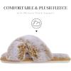 imageParlovable Womens Fuzzy Slippers Comfy Cross Band House Shoes Memory Foam Open Toe Indoor Gifts for LadiesTip Camel