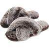 imageParlovable Womens Fuzzy Slippers Comfy Cross Band House Shoes Memory Foam Open Toe Indoor Gifts for LadiesTip Coffee