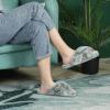 imageParlovable Womens Fuzzy Slippers Comfy Cross Band House Shoes Memory Foam Open Toe Indoor Gifts for LadiesTip Grey