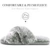 imageParlovable Womens Fuzzy Slippers Comfy Cross Band House Shoes Memory Foam Open Toe Indoor Gifts for LadiesTip Grey